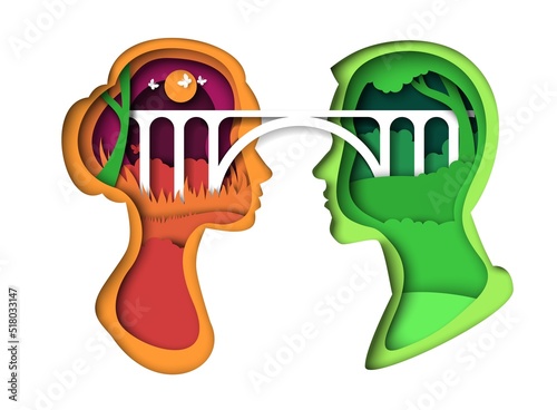 Relationship paper cut art vector couple dialogue