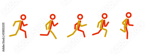 Running and jogging people, athletics, marathon, summer sport, run icon isolated on white background, vector flat cartoon illustration