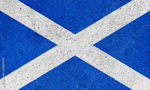 State flag of Scotland on a plaster wall