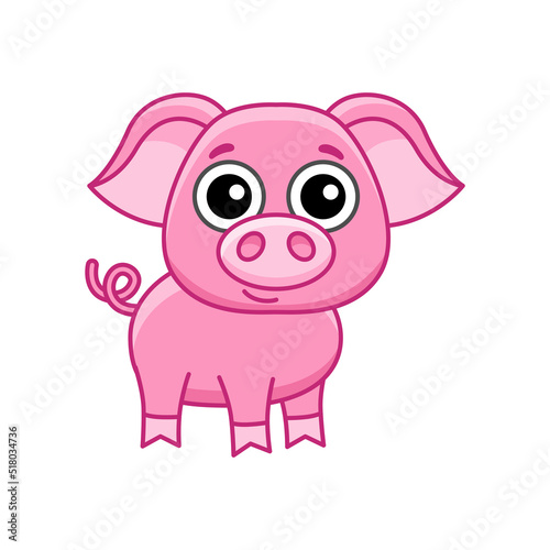 Farm animal. Funny little piglet in a cartoon style