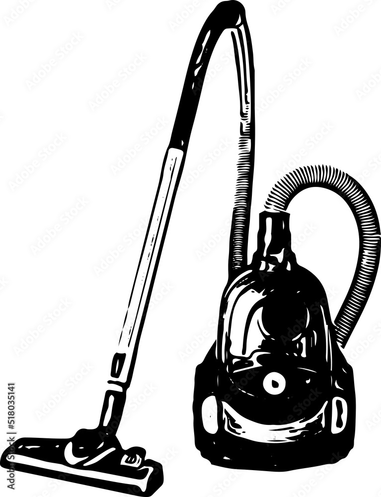 Silhouette Of A Vacuum Cleaner stock illustration, Sketch drawing of
