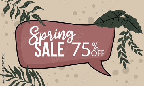 spring banner vector. pastel brown color design on natural background.