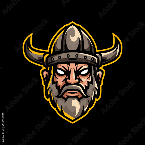 Old Viking Head Mascot Logo