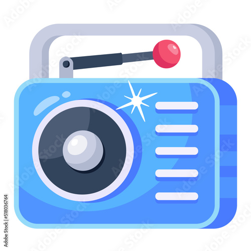 A flat editable icon of a radio

