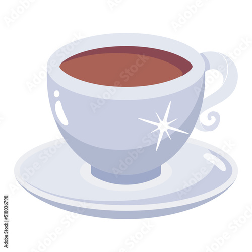 A flat icon of hot teacup