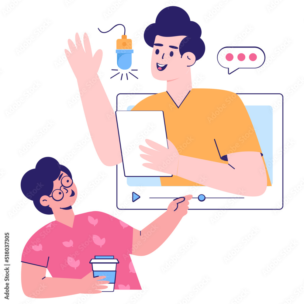 Person with chat bubble, flat illustration 