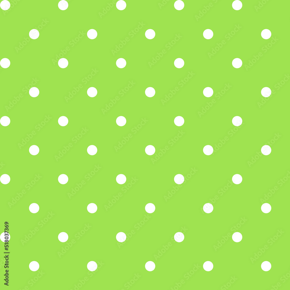 Abstract simple fabric seamless pattern with white polka dot on a green background