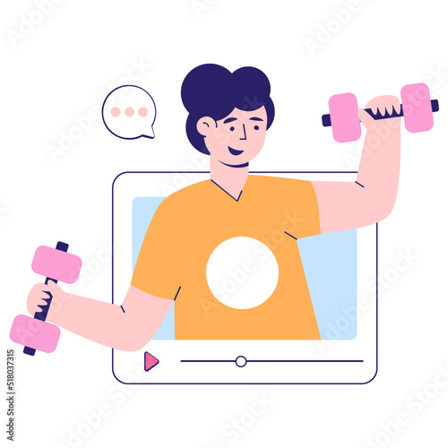 An editable flat illustration of live podcast 