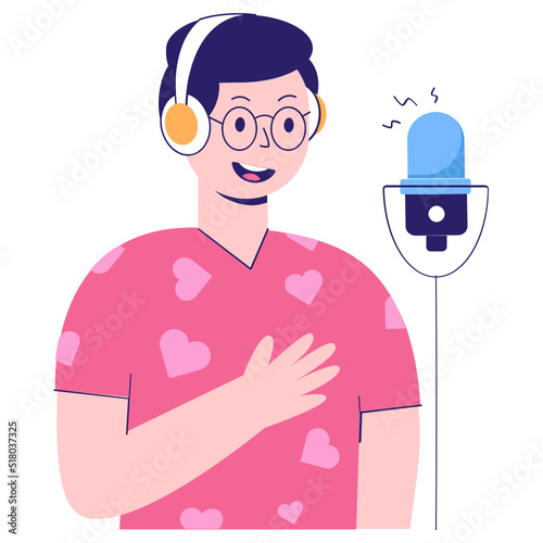 A scalable flat illustration of online podcast 