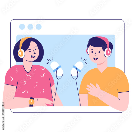 A scalable flat illustration of online podcast 