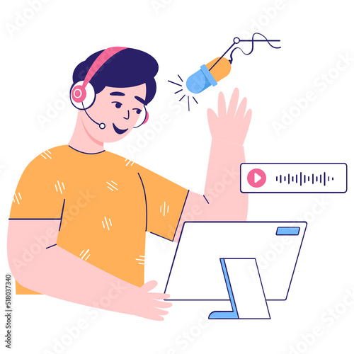 A scalable flat illustration of online podcast 