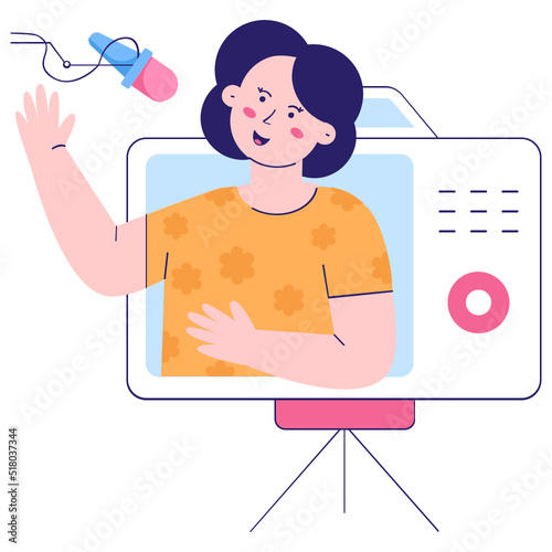 A scalable flat illustration of online podcast 