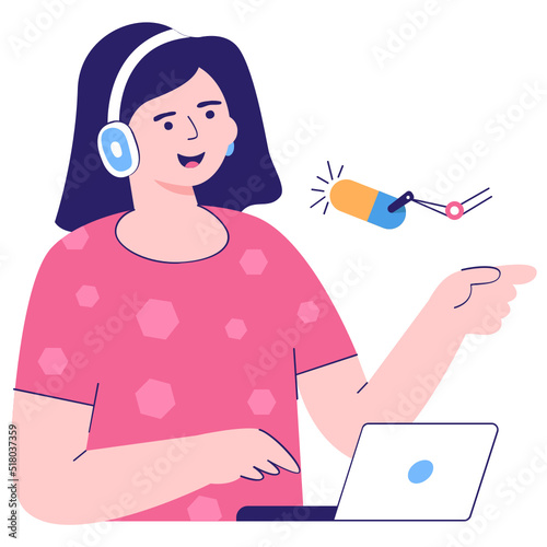 A scalable flat illustration of online podcast 