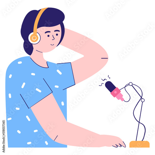 A scalable flat illustration of online podcast 