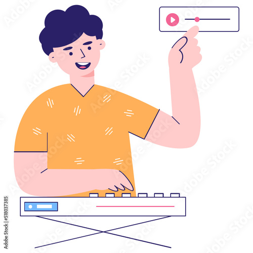 An editable flat illustration of live podcast 