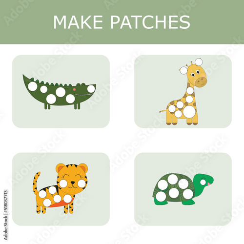Make a patch out of paper or plasticine, a game for children, the development of fine motor skills. Worksheet for printing. Educational game for children.