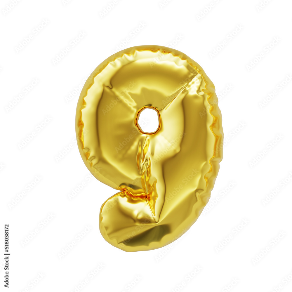 Number 9 shiny golden inflatable balloons Number 9 shiny golden inflatable balloons