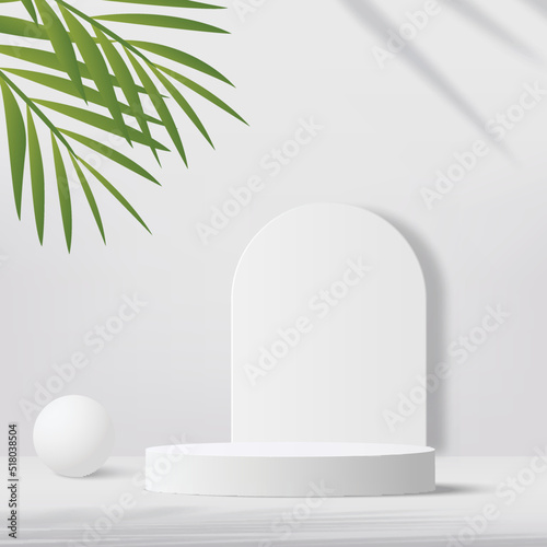 White podium in white background for product presentation. Vector