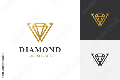 linear geometry logo of luxurious diamond jewelry icon symbol for your business