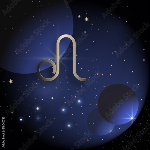 Horoscope zodiac Leo constellation simple icon on dark blue color background