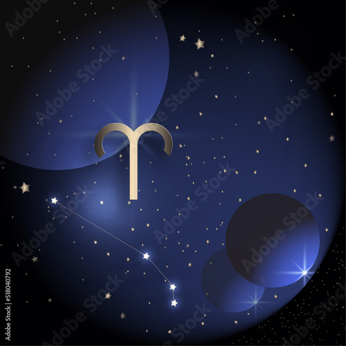 Horoscope zodiac Belier constellation simple icon on dark blue color background