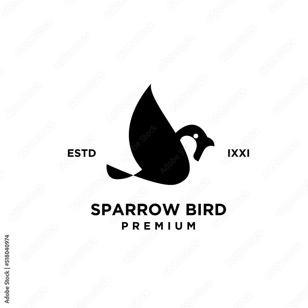 Obraz premium Sparrow bird logo hipster vintage retro vector line shilouette