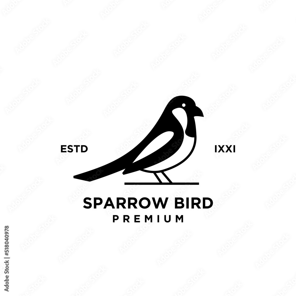 Fototapeta premium Sparrow bird logo hipster vintage retro vector line shilouette