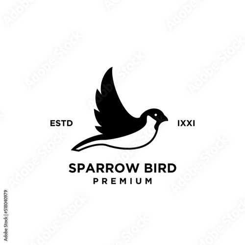 Sparrow bird logo hipster vintage retro vector line shilouette photo