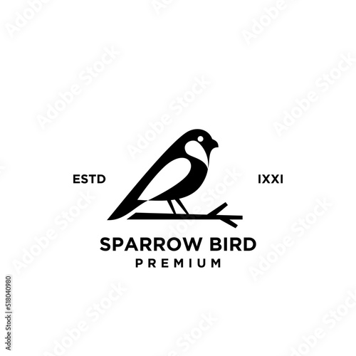 Sparrow bird logo hipster vintage retro vector line shilouette photo