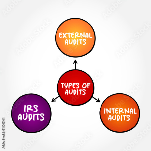 Types of Audits - important part of a customer-supplier partnership, mind map concept for presentations and reports