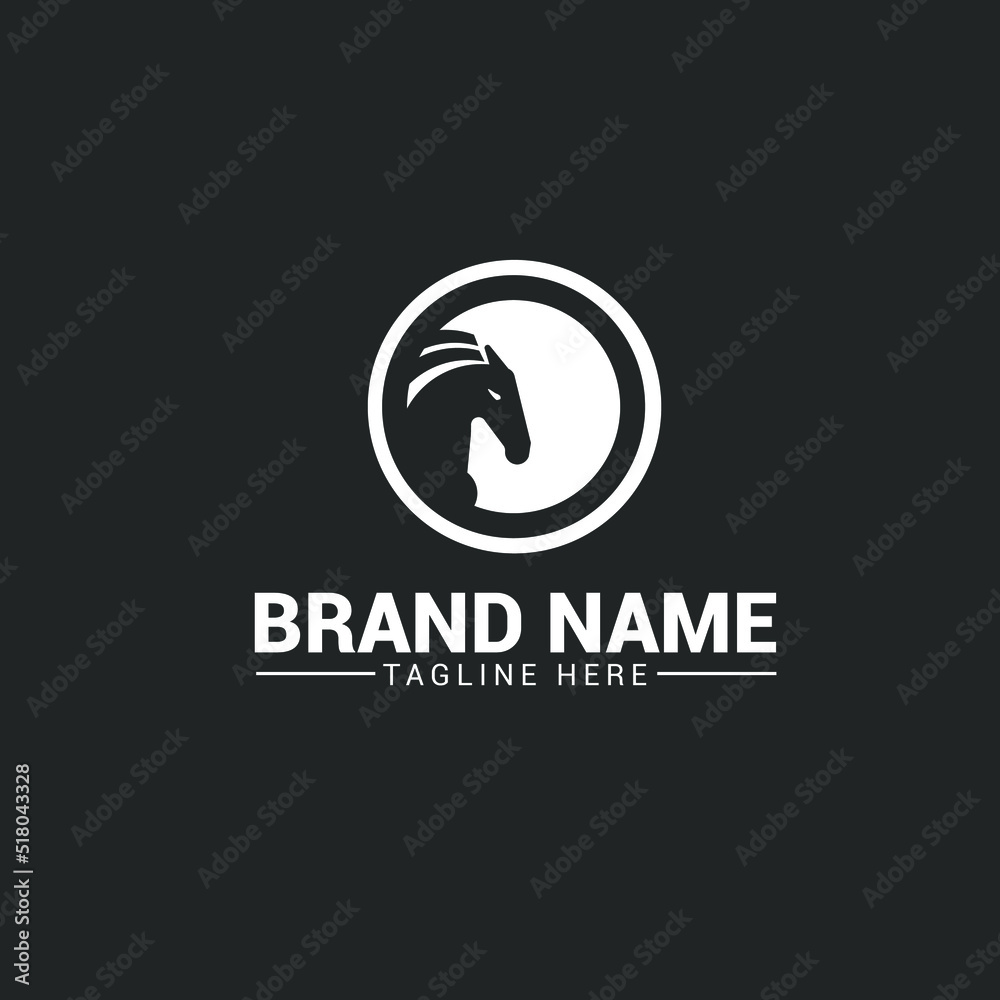 horse circle Logo design concept template