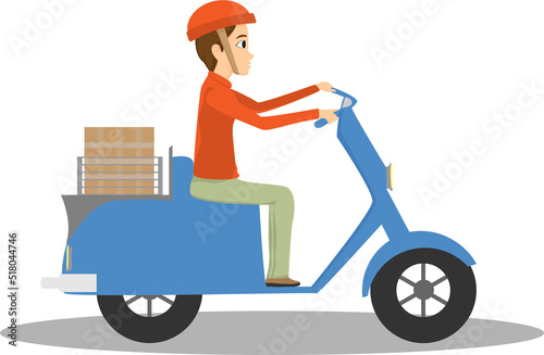 male motorcycle courier is on the way to deliver the order