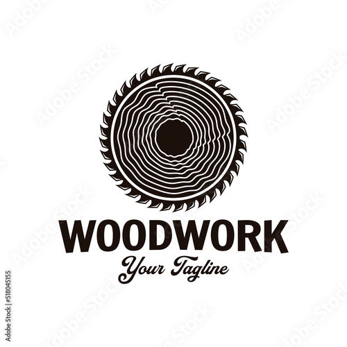 Carpentry vector logo, vintage style, wood craftsman logo icon and illustration