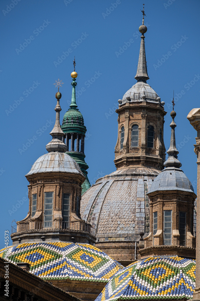 cupulas, Basílica de Nuestra Señora del Pilar, Zaragoza, Aragón, Spain, Europe