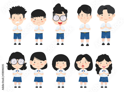 Cute thai kid student school set