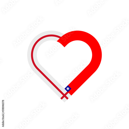 friendship concept. heart ribbon icon of england and taiwan flags. vector illustration isolated on white background