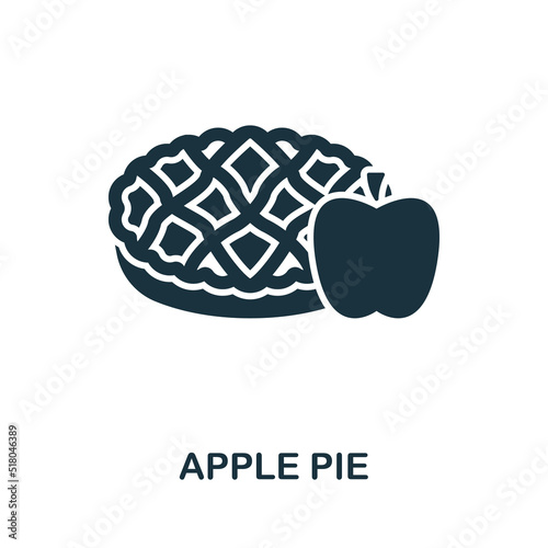 Apple Pie icon. Monochrome simple line Fastfood icon for templates, web design and infographics