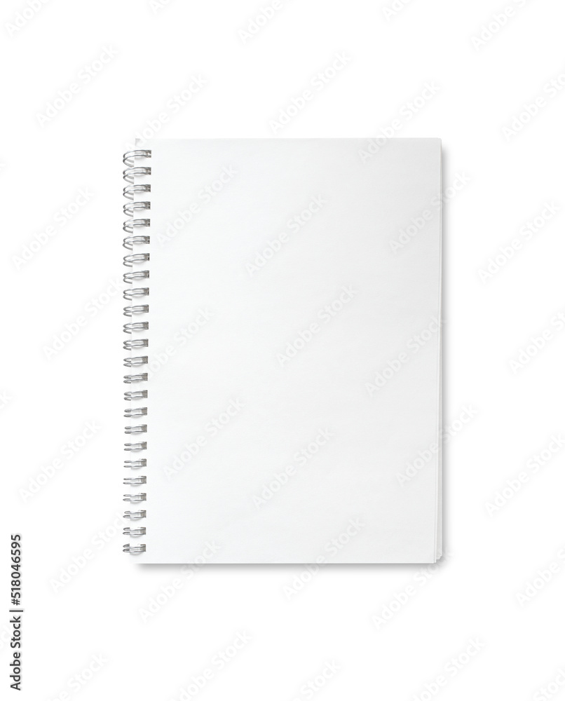 Metal spiral notebook blank isolated on white background included clipping path. Cover Book or calendar, Notepad mockup template Metal spiral notebook blank isolated on white background included clipping path. Cover Book or calendar, Notepad mockup template