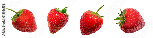 Set of fresh red strawberry isolated on a white background include clipping path.