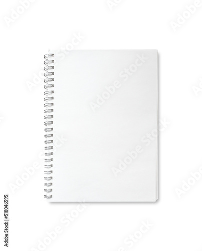Metal spiral notebook blank isolated on white background included clipping path. Cover Book or calendar, Notepad mockup template