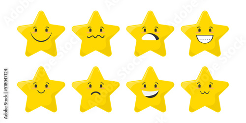 Cartoon collection emotion of star face, Vector illustration.