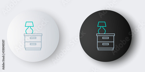 Line Furniture nightstand with lamp icon isolated on grey background. Colorful outline concept. Vector