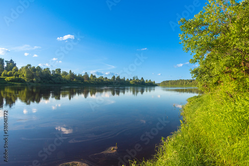 Onega River in the North of Russia on a clear sunny summer day.