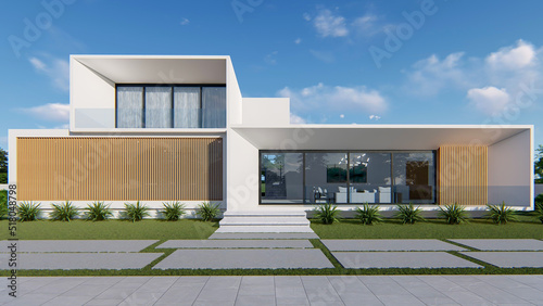 3d rendering modern house building architecture exterior