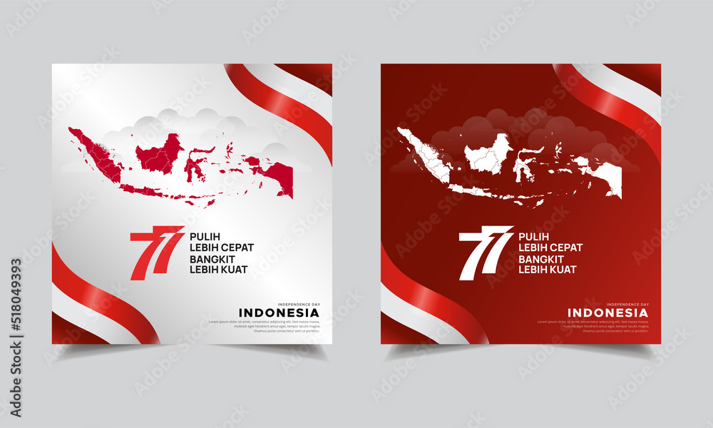 Collection of 77 indonesia independence day design logo icon with indonesia maps vector