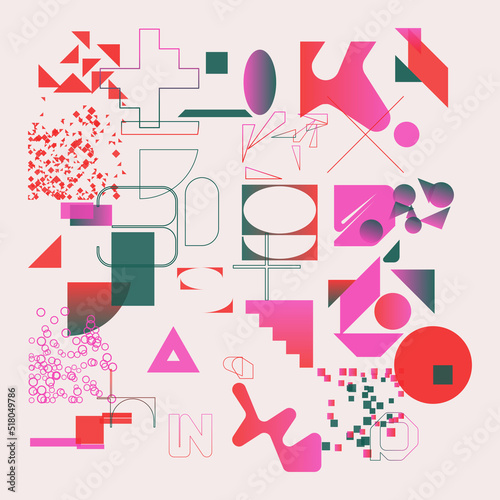 Abstract Vector Graphics Made With Generative Art Approach Using Geometric Shapes