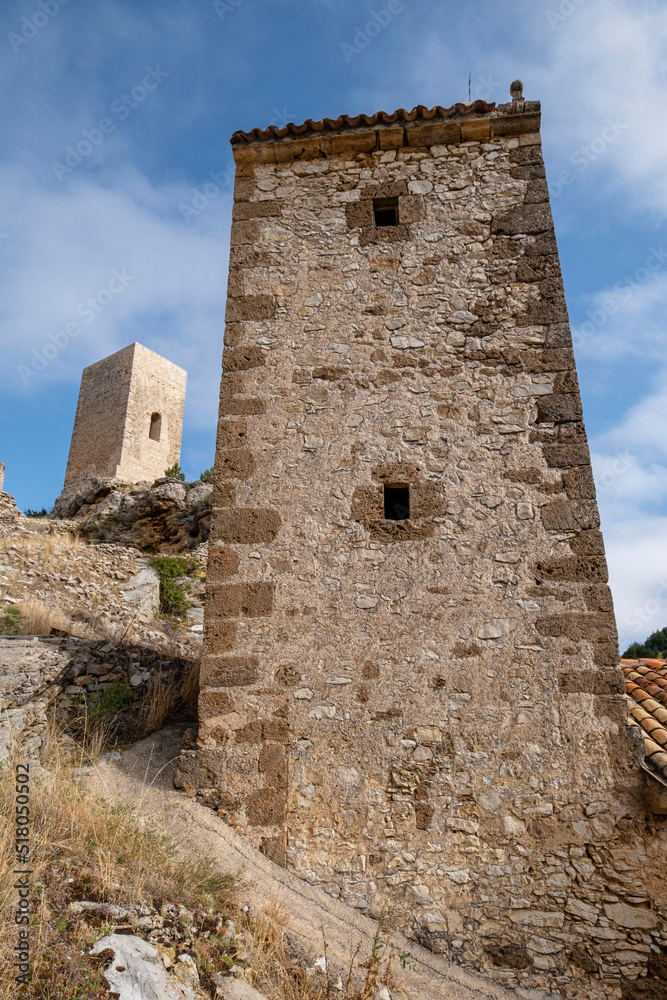 iglesia de San Miguel y torreón de origen islámico, Chaorna, Soria,  comunidad autónoma de Castilla y León, Spain, Europe