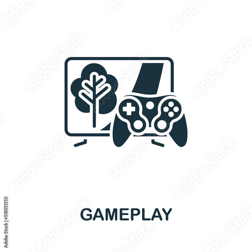 Gameplay icon. Monochrome simple line Game Element icon for templates, web design and infographics
