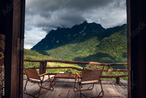 homestay balcony and mountain view