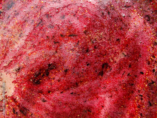 Black currant jam. Dark Red Berry Jam Flat Background. wild berries jam. Red abstract background. © Trik